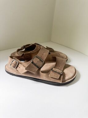 SoftStar Unisex Barefoot Handmade USA Leather Two-Strap Buckle Sandals - 8.5-9